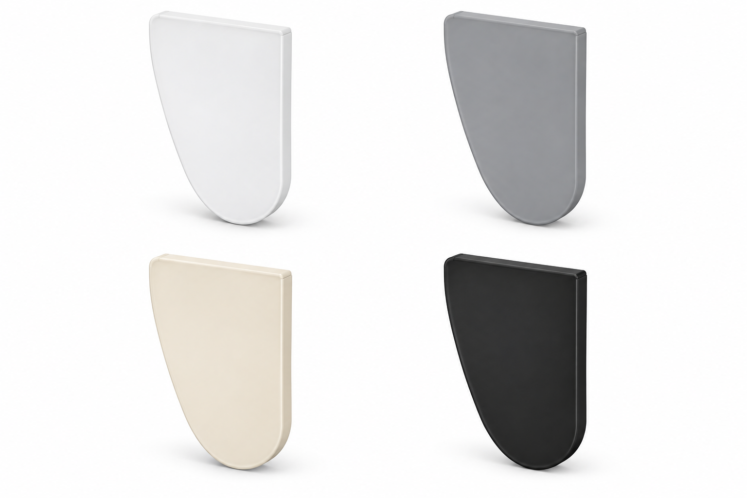 Double roller bracket covers: White and Grey above, Ivory and Black below